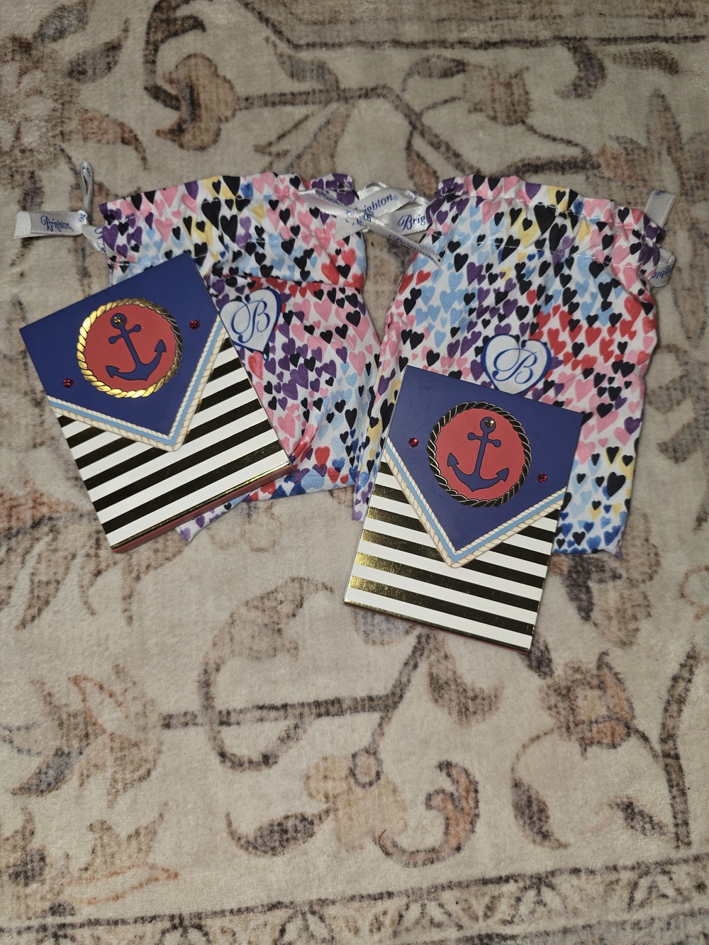 Brighton Branded Notepads Multicolor Heart Drawstring Dustbags *Set Of 2*